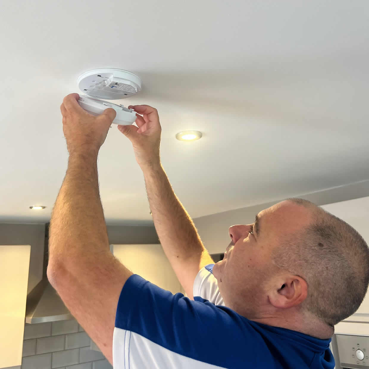 Different types of smoke and heat alarms installed in Pinner